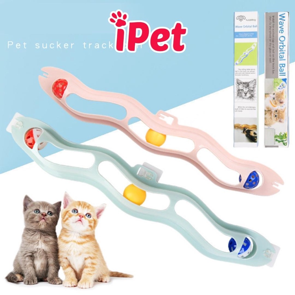 Đồ chơi bóng lục lạc lượn sóng gắn tường cho mèo vờn - iPet Shop