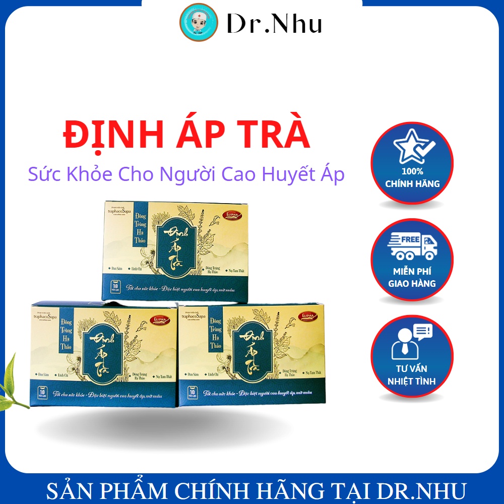 Trà Đông Trùng Hạ Thảo Định Áp Chính Hãng Traphaco, Ổn Định Huyết Áp, Hỗ Trợ Tim Mạch - Hộp 18 Túi Lọc - Dr.Nhu