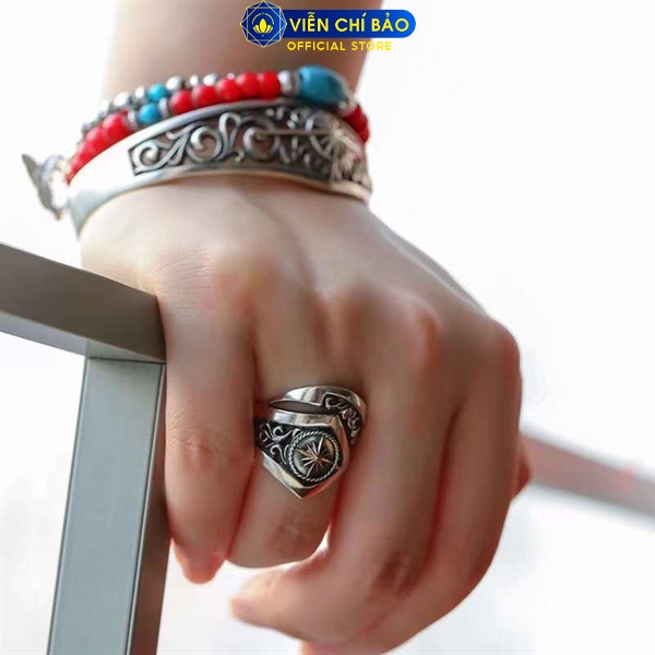 Nhẫn Thần mặt trời Amaterasu chất liệu bạc Thái 925 thời trang phụ kiện trang sức Viễn Chí Bảo N100118