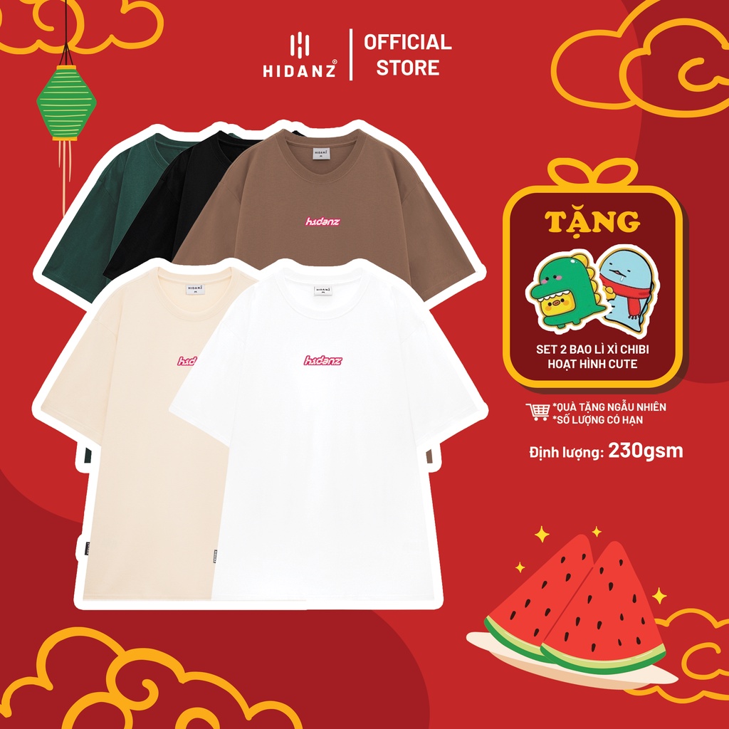Áo thun Unisex tay lỡ cotton local brand HIDANZ - Pink Mini