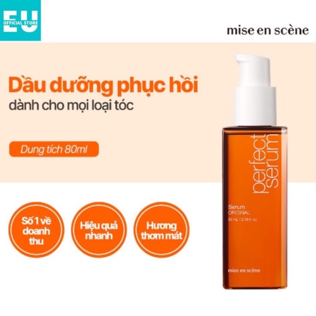 Tinh Chất Dưỡng Phục Hồi Tóc Hư Tổn Missen Mise en Scène Perfect Repair Hair Serum 80ml