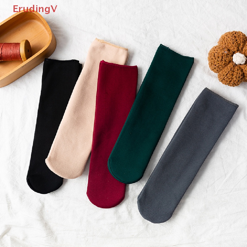 [ErudingV] Vớ Len Cashmere Mềm Dày Giữ Ấm Mùa Đông Màu Trơn Đơn Giản Cho Nữ [Mới]