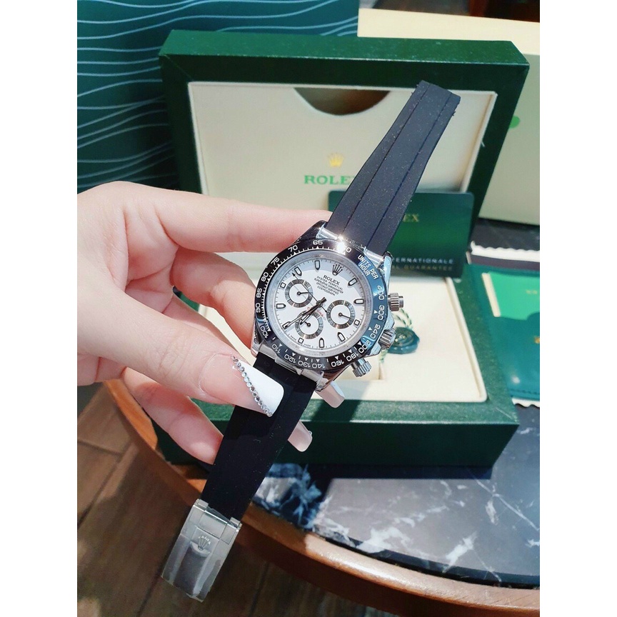Đồng hồ đeo tay nam, đồng hồ nam ROLEX máy cơ Automatic dây cao su, size 40mm, full box cao cấp, chạy 6 kim cực sang