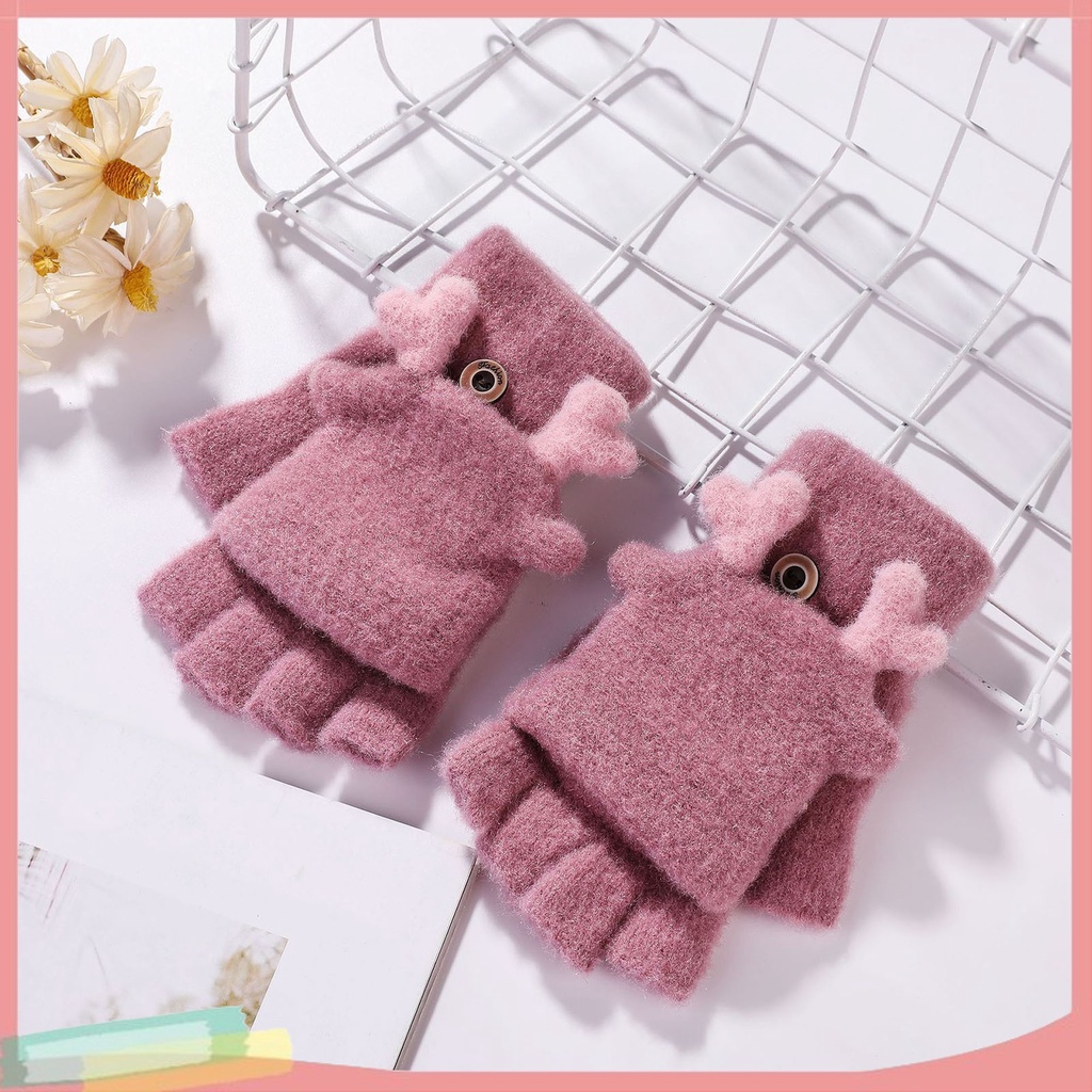 Găng tay chống lạnh thiết kế hở ngón hoạt hình dễ thương
