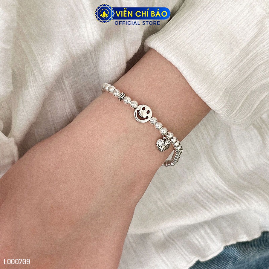 Lắc tay bạc nữ bi mặt cười trái tim Love chất liệu bạc 925 thời trang phụ kiện trang sức Viễn Chí Bảo L000709