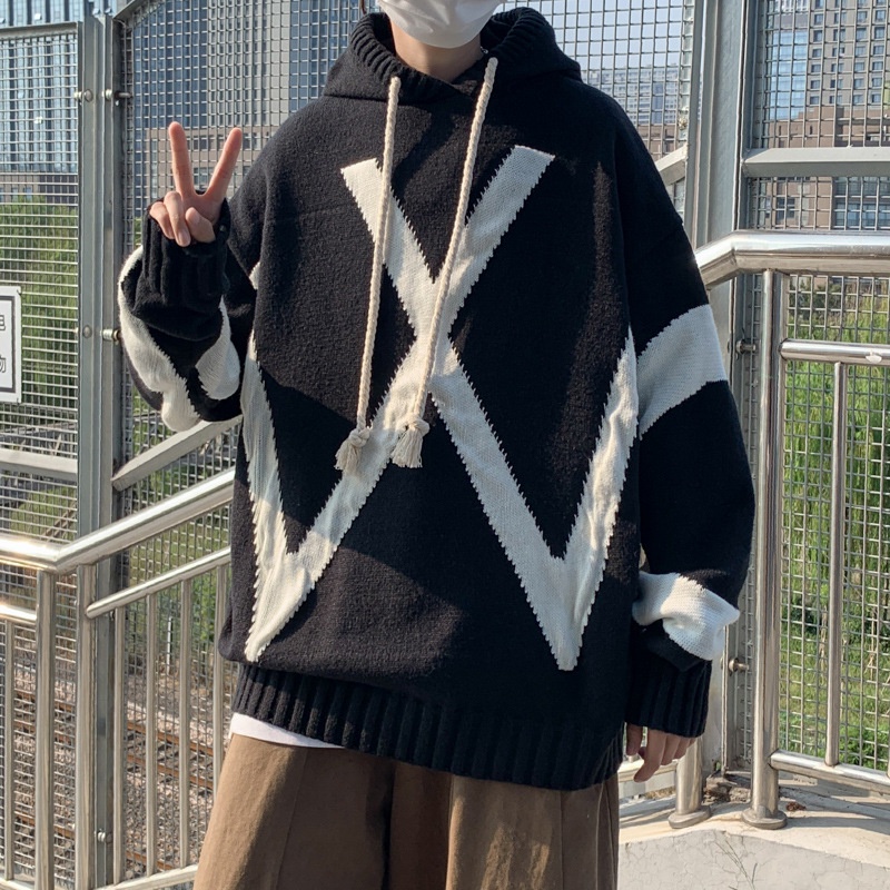 Aokang Áo Hoodie Dệt Kim In Chữ jacquard Phong Cách hip hop Nhật Bản Thời Trang Thu Đông Dành Cho Nam