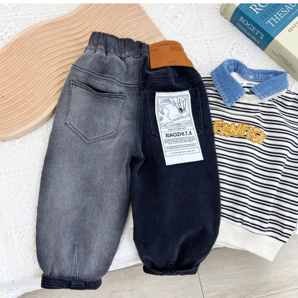 Quần Jean Lót Lông Cừu Thời Trang Mùa Đông Mới 2022 Dành Cho Bé Trai