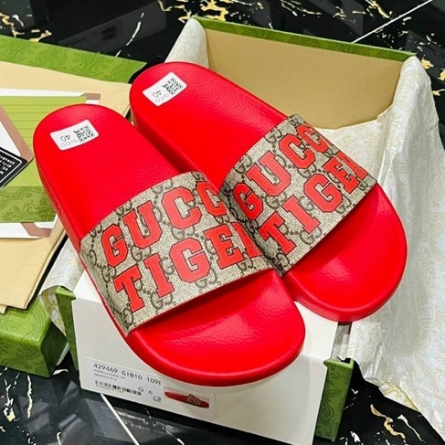 Dép GUCCI quai ngang nam nữ in 3D đế cao su non, quai da mới nhất cho năm 2023