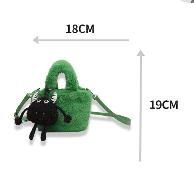 Túi Xách Nữ Túi Đeo Chéo Phủ Lông Hình Quái Vật Nhỏ Dễ Thương Thời Trang Thu Đông Cho Nữ