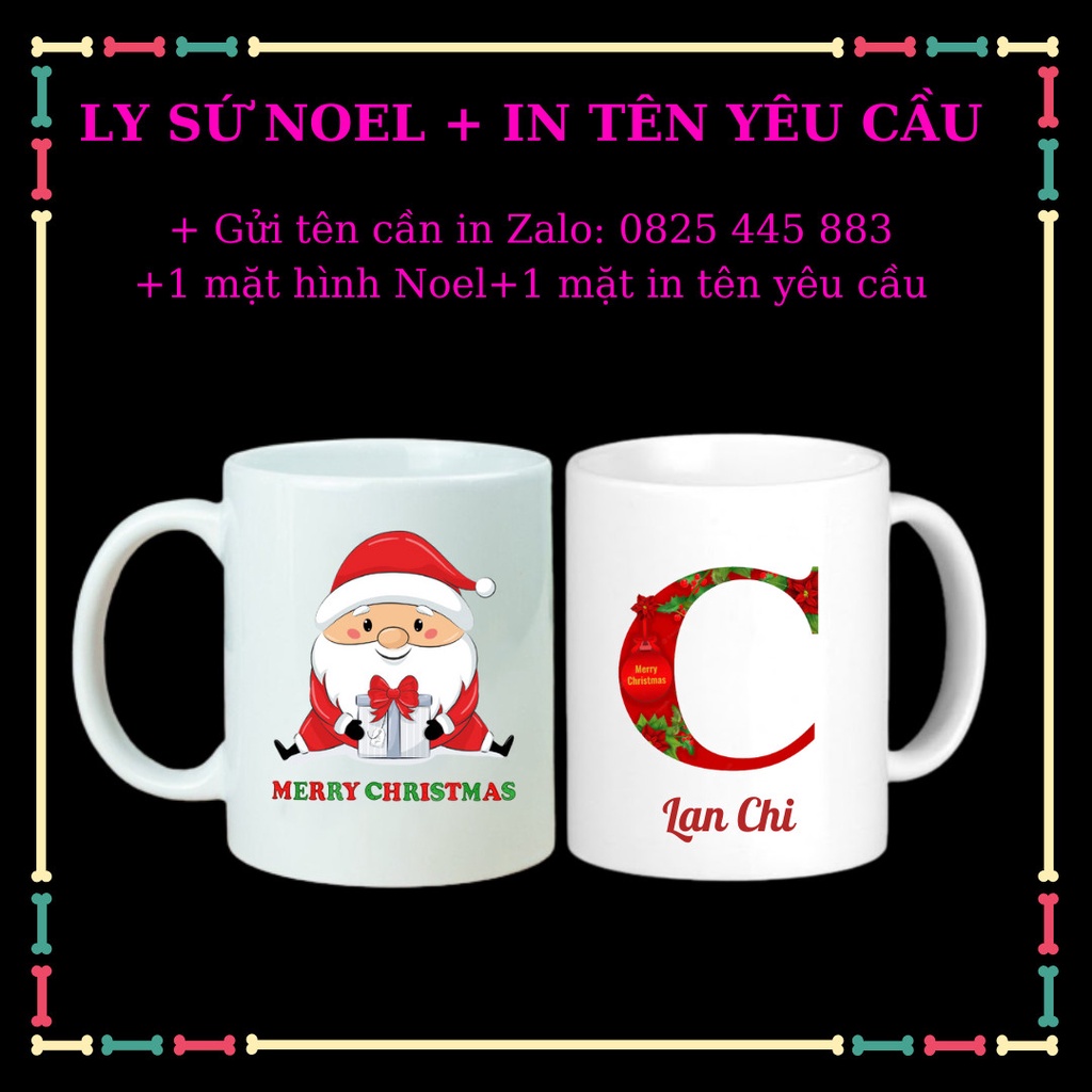 Ly sứ in hình Giáng sinh Noel Noen 2022 + In tên theo yêu cầu, Món quà vô giá mùa Giáng Sinh.