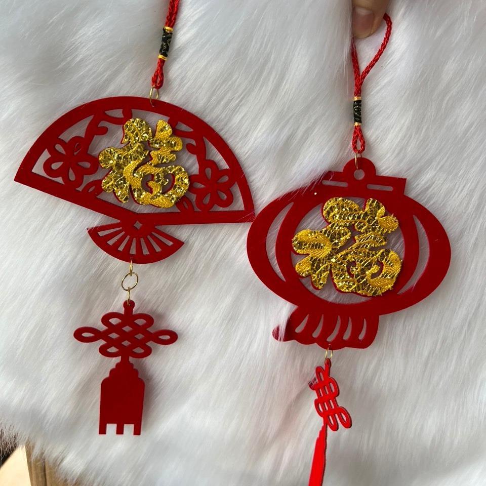 Dây đỏ, Liễng trang trí tết hình cánh quạt, đèn lồng chữ phúc may mắn ngày tết_ supersale247