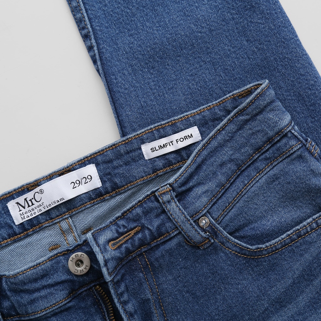 Quần jean nam xanh cao cấp MENFIT 0421 chất denim co giãn nhẹ 2 chiều, chuẩn form, thời trang