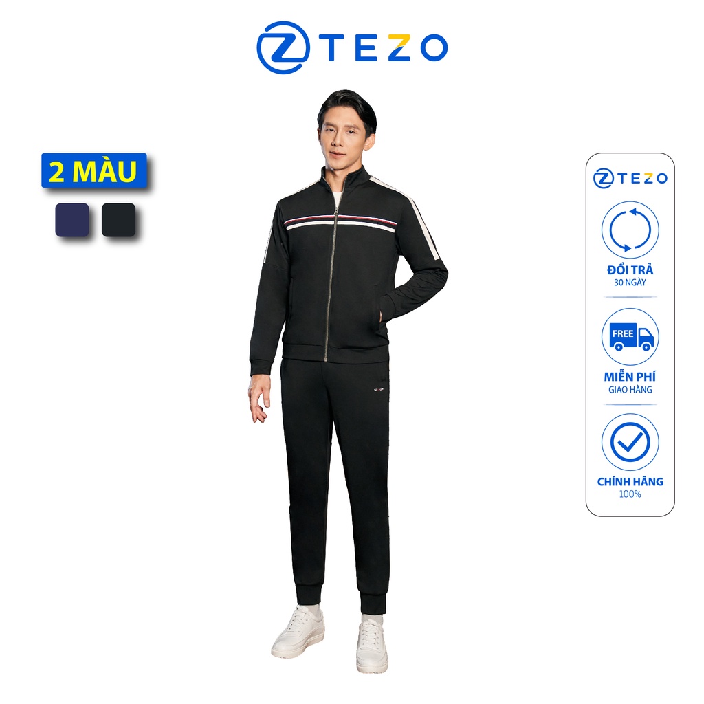 Bộ nỉ umi nam Tezo nỉ nam kéo khoá thiết kế hoạ tiết ngực cổ 5 phân 22ANKT004