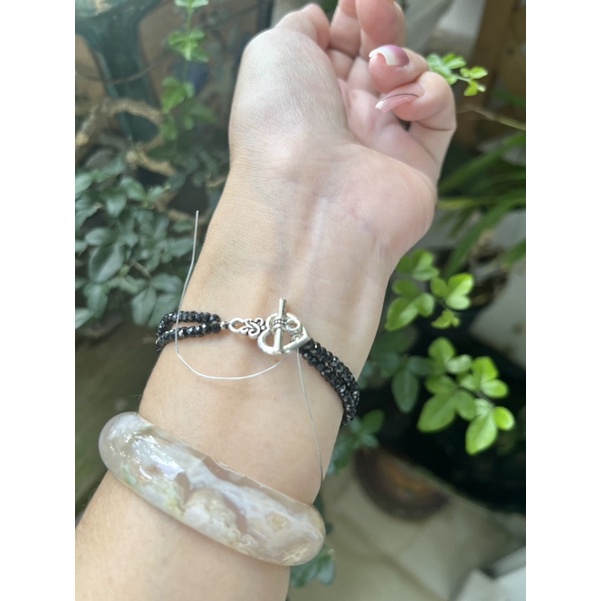 Vòng tay đôi spinel đen size 3.5li