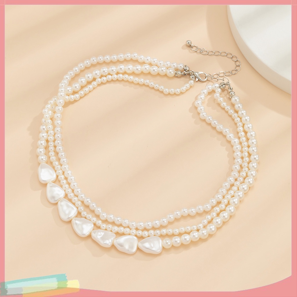 Vòng cổ Hợp Kim Nhiều Lớp Trang Trí Ngọc Trai Giả Xinh Xắn Cho Nữ