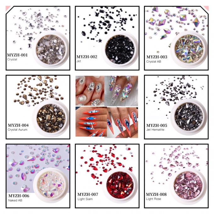 Đá đính móng tay mix mẫu hủ mini siêu sáng 1154
