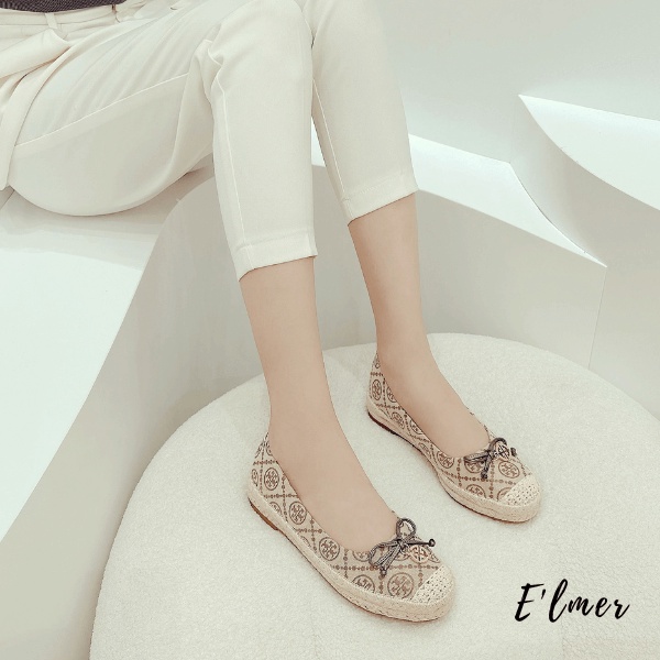 Giày Bệt Nữ Cói Tory Nơ Khóa Charm Elmer