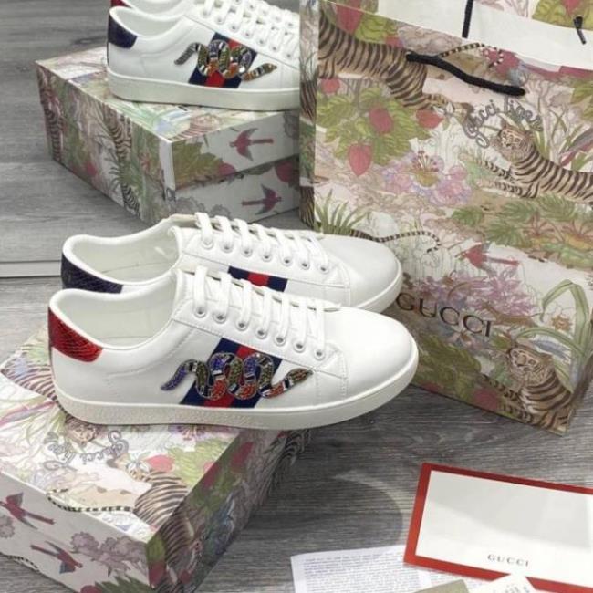 Gucci Rắn Đá , Giày Thể Thao Nam Nữ Gc trắng Bản Trung Hàng SC Full box + PK