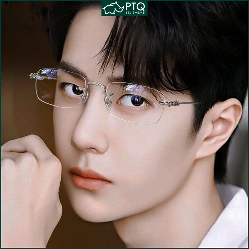 Mắt Kính Cận Thị Không Gọng Chống Bức Xạ Siêu Nhẹ Phong Cách Hàn Quốc Cho Nam Và Nữ