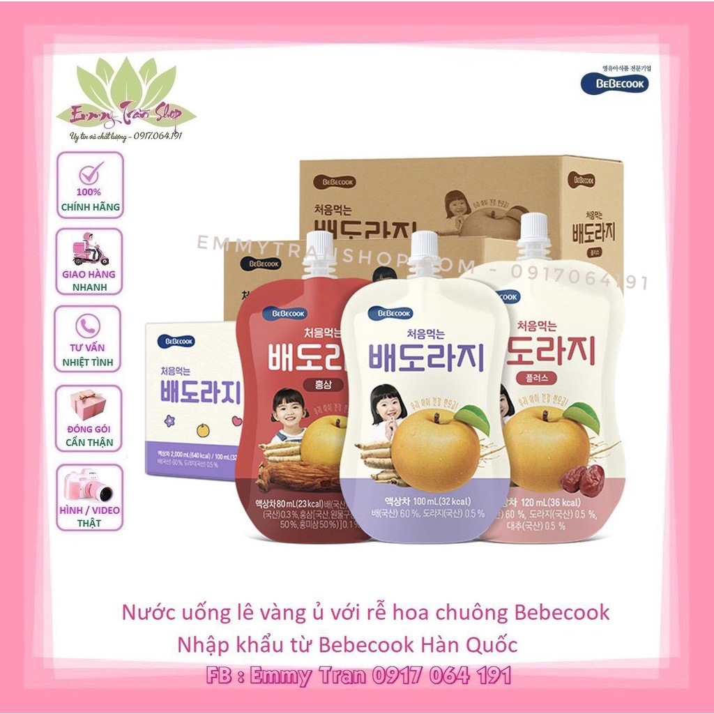 Nước Uống Lê Vàng Ủ Rễ Hoa Chuông Bebecook Dành Cho Bé Ăn Dặm, Nhập Khẩu Từ Hàn Quốc , Emmytranshop