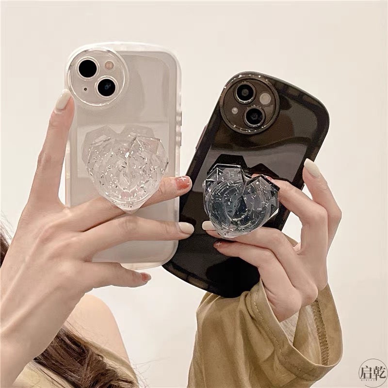 Ốp Điện Thoại Mềm Pha Lê Có Giá Đỡ Hình Trái Tim Cho iPhone 14 pro max 12 13 11 pro max Xsmax Xr X / Xs 7plus / 8plus 6 / 6splus