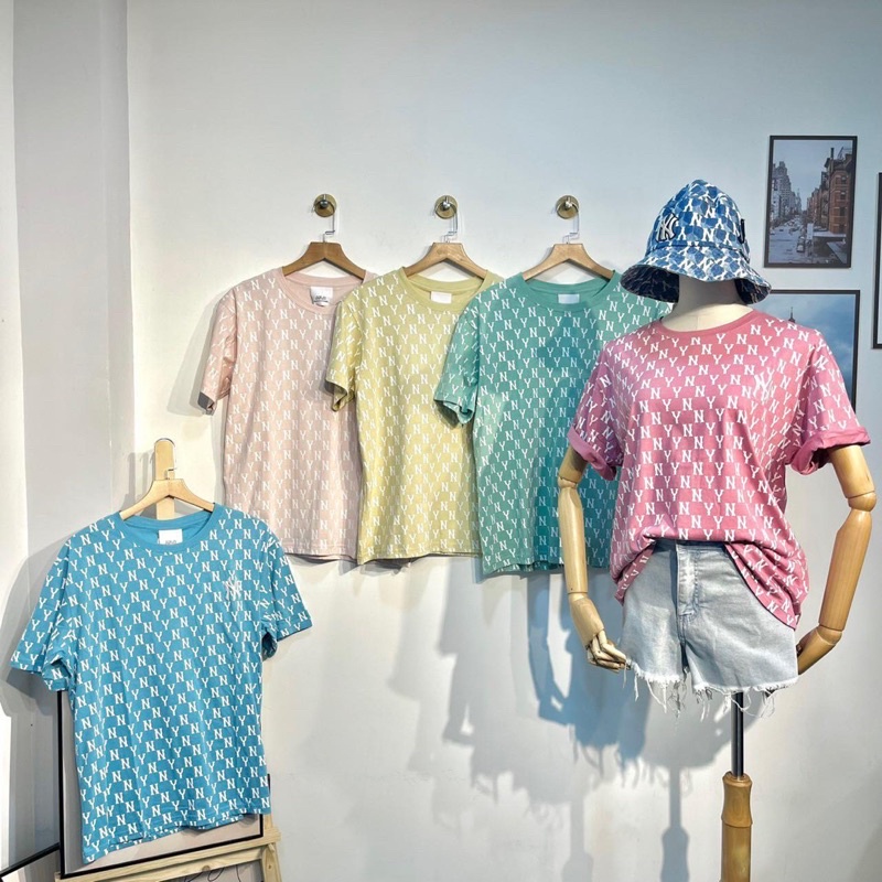 Áo thun form rộng nam nữ tay ngắn chữ NY mlb