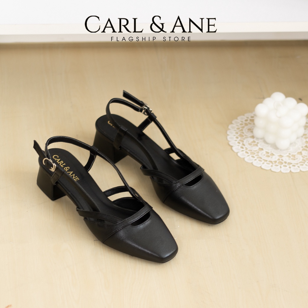 Carl & Ane - Giày cao gót nữ bít mũi phối dây quai mảnh thời trang công sở màu nude - CL034