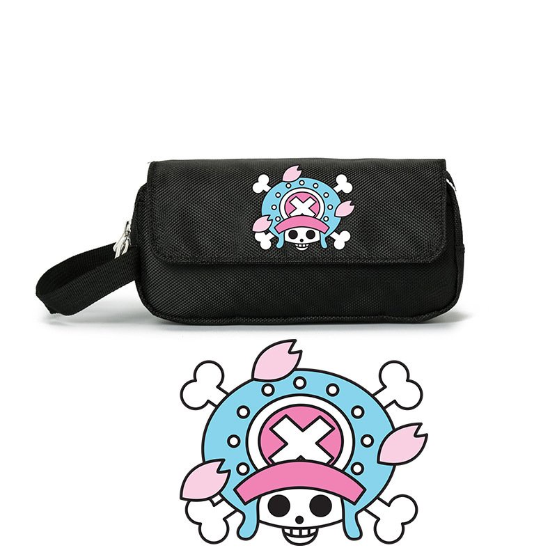 Hộp bút vải canvas IN HÌNH ONE PIECE Đảo Hải Tặc ver LOGO anime chibi đồ dùng học tập xinh xắn