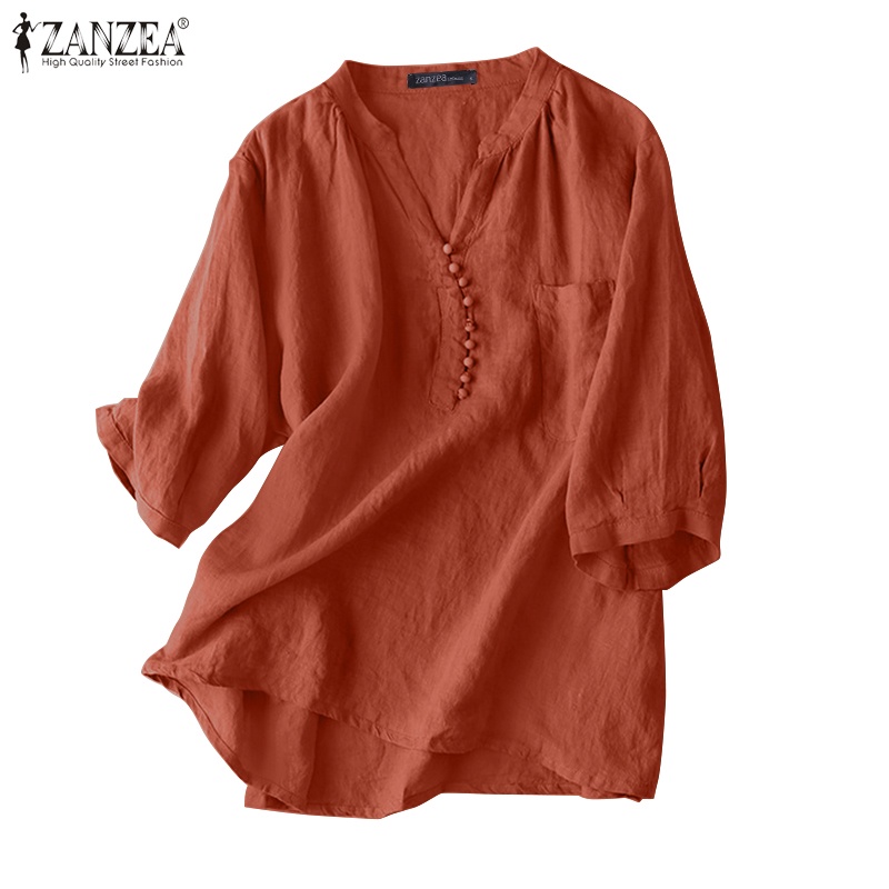 Áo nữ ZANZEA tay lửng cổ chữ V thời trang quyến rũ