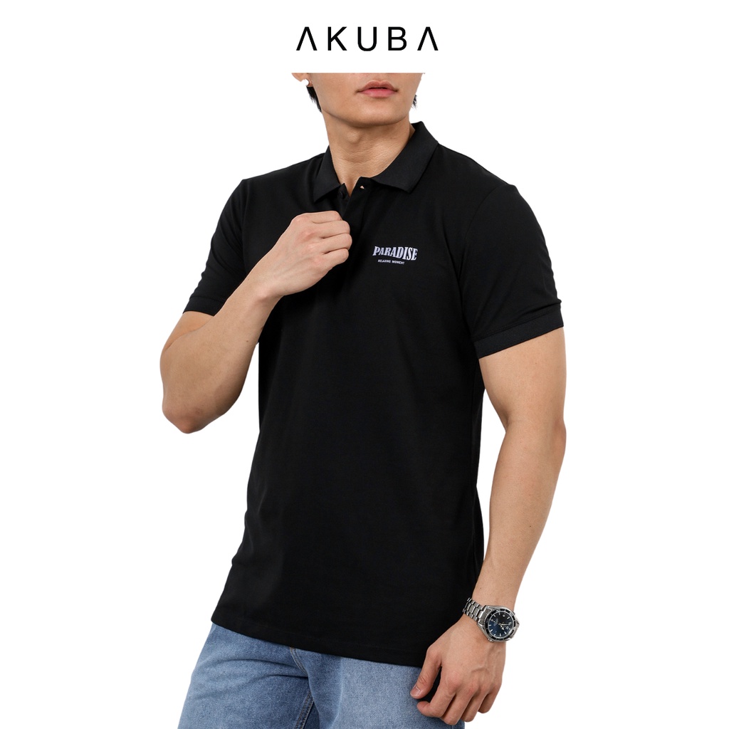 Áo polo nam vải cá sấu cotton AKUBA form slimfit, chất liệu thoáng mát, mềm mại, thấm hút mồ hôi tốt | 01J0333