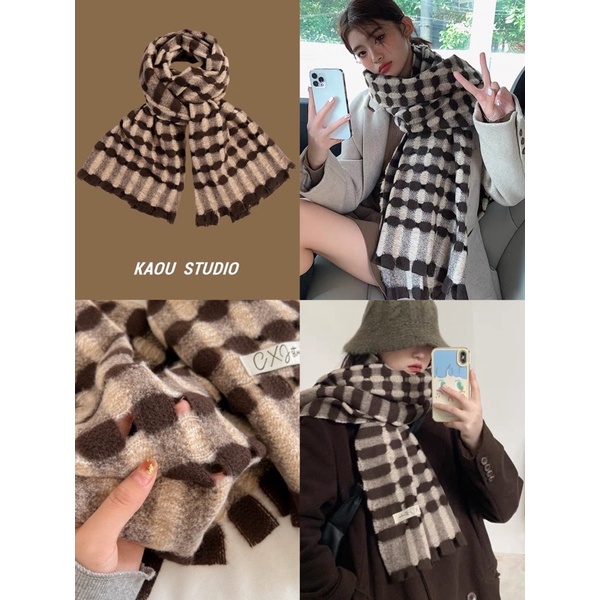 Khăn len dạ quàng cổ nam nữ mùa đông phong cách Hàn