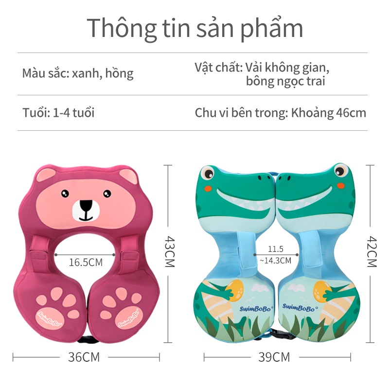 Phao Bơi Hình Gấu Dễ Thương Cho Bé 1-4 Tuổi