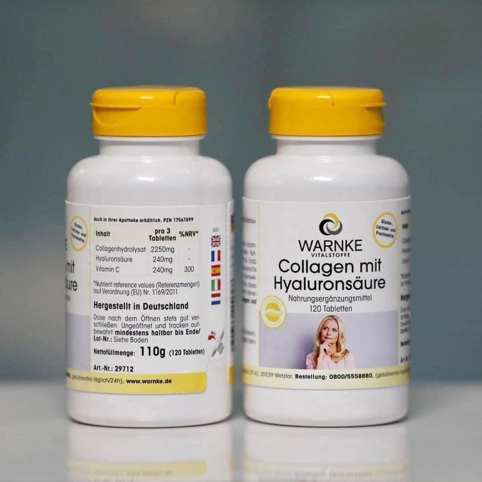Viên Uống Đẹp Da Collagen Mit Hyaluronsaure Warnke 120 viên