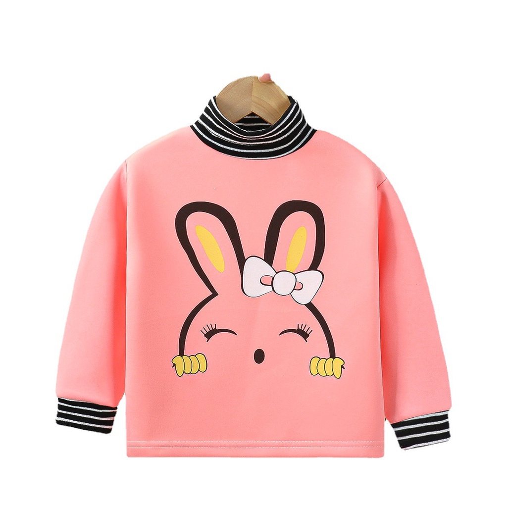 80-130cm Áo Trẻ Em Thu Đông Phong Cách Mới Cổ Cao Lót Lông Cừu Quần Áo Mùa Thu Hoạt Hình Nhỏ Vừa Bé Trai Bé Gái Ấm Áp Làm Dày