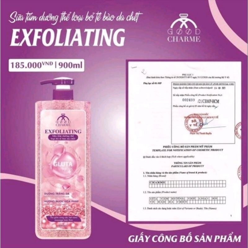 Sữa tắm tẩy tế bào chết trắng da Exfoliating_tặng kèm nước hoa mini thơm lắm-chai to 900m