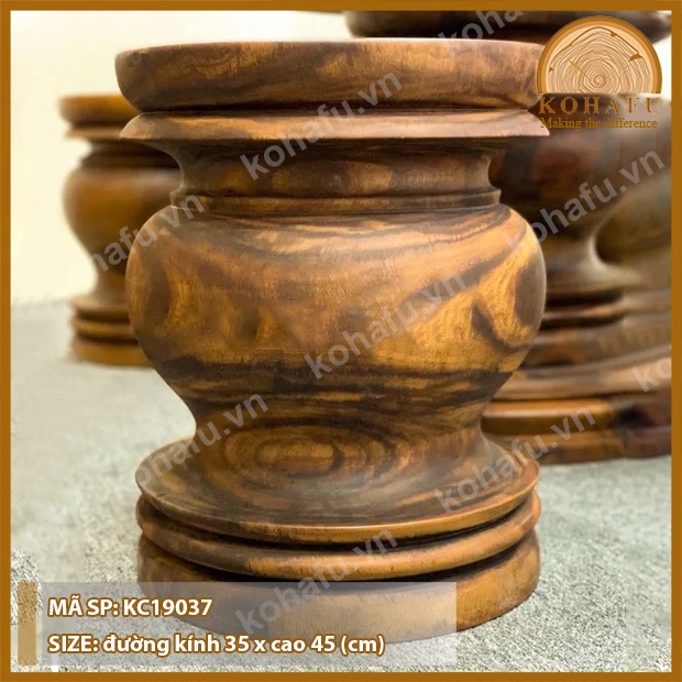 Ghế đôn gỗ Me Tây nguyên khối KOHAFU KC19037