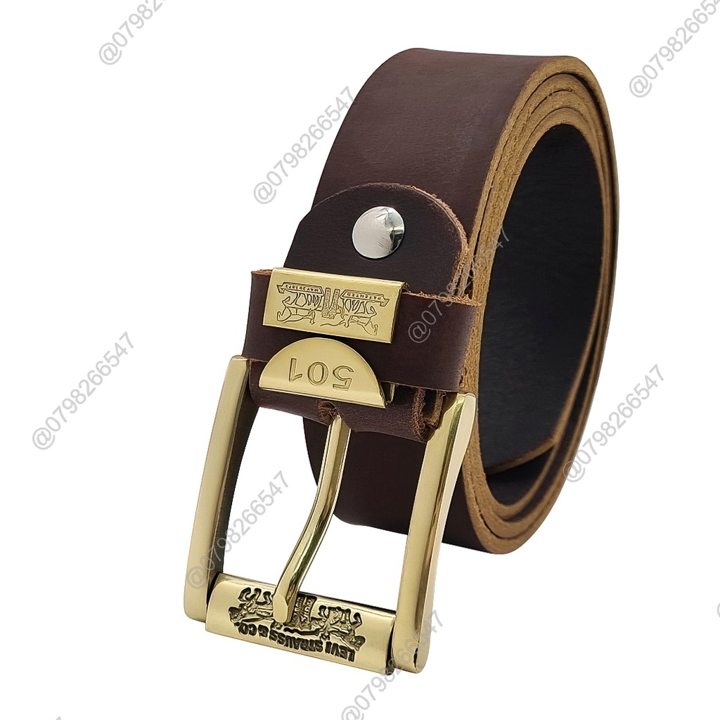 Thắt lưng nam da bò sáp DHM-038 | Mặt khoá kim đầu đồng nguyên khối xoay 360 | Bảo hành 12 tháng