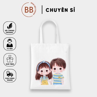 TÚI TOTE VẢI CANVAS CẶP ĐÔI ĐÁNG YÊU