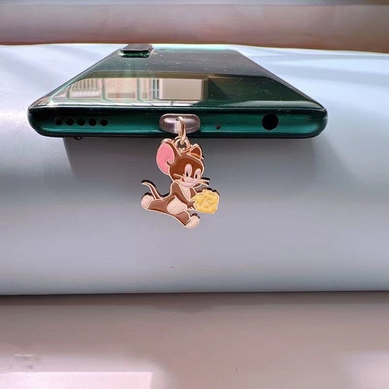 Nút Cắm Cổng Sạc / Tai Nghe Điện Thoại Chống Bụi Hình Mèo Và Chuột Hoạt Hình Dễ Thương Diy