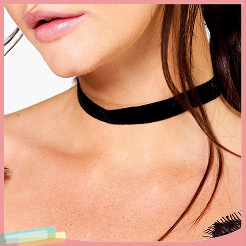 Vòng Cổ Choker Nhung Màu Đen Phong Cách Retro Thời Trang