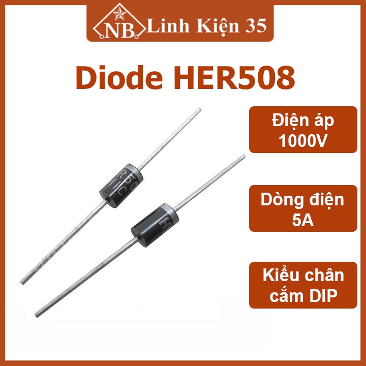 Sản phẩm diode HER508 dòng 5A điện áp 1000V chân cắm