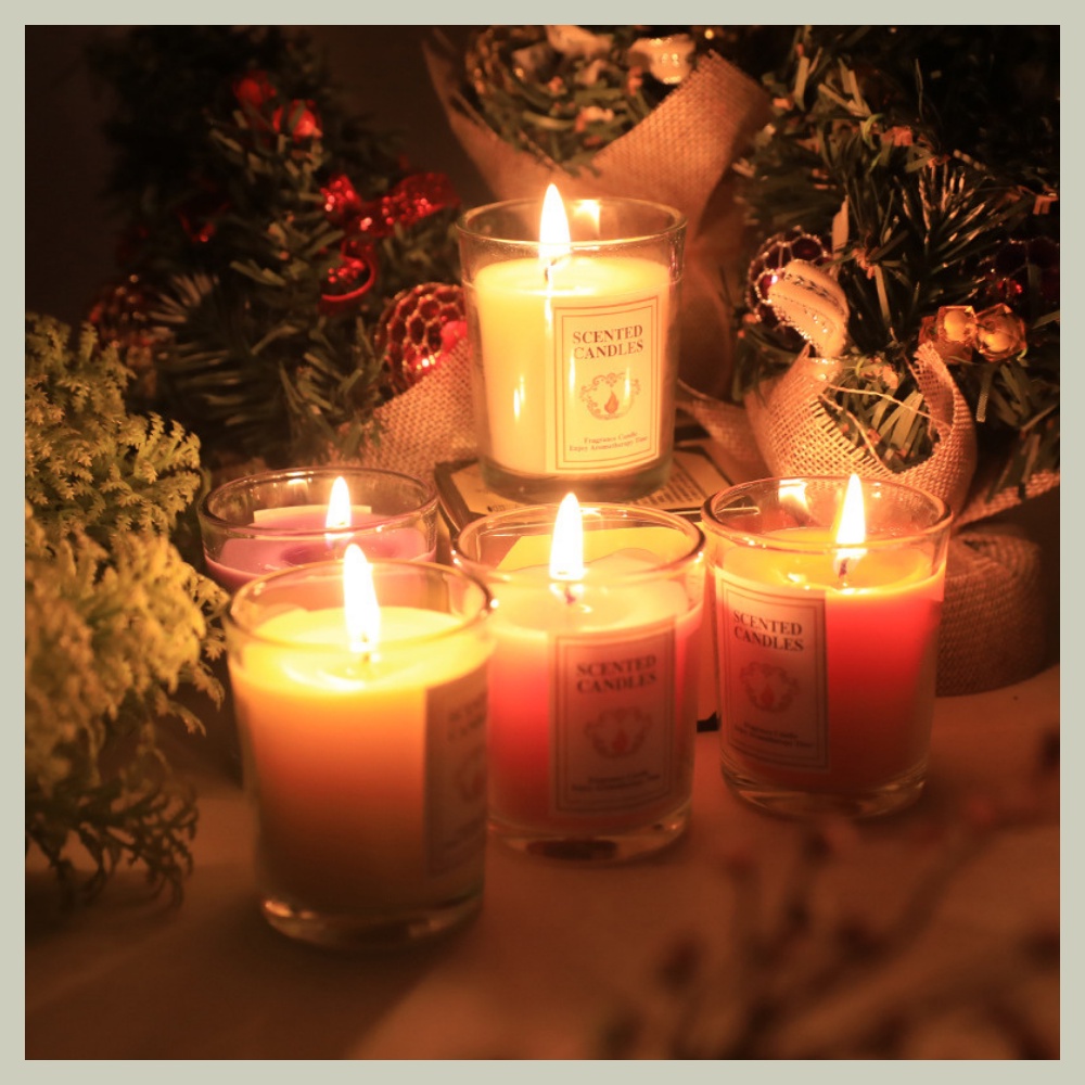 Nến thơm trang trí phòng ấm áp không khói từ tinh dầu thiên nhiên và sáp đậu nành nhiều màu sắc và mùi hương