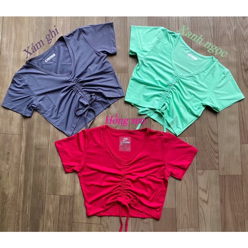 Áo croptop dây rút tập gym,yoga, thể thao chạy bộ, đi chơi co giãn thoải mái