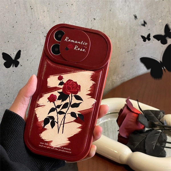Ốp Điện Thoại Túi Khí Màu Đỏ Hoa Hồng Cho iPhone X XR Xsmax 11 11Promax 12 12Pro 12Promax 13 13Pro 13Promax 14 14Pro 14Plus 14Promax