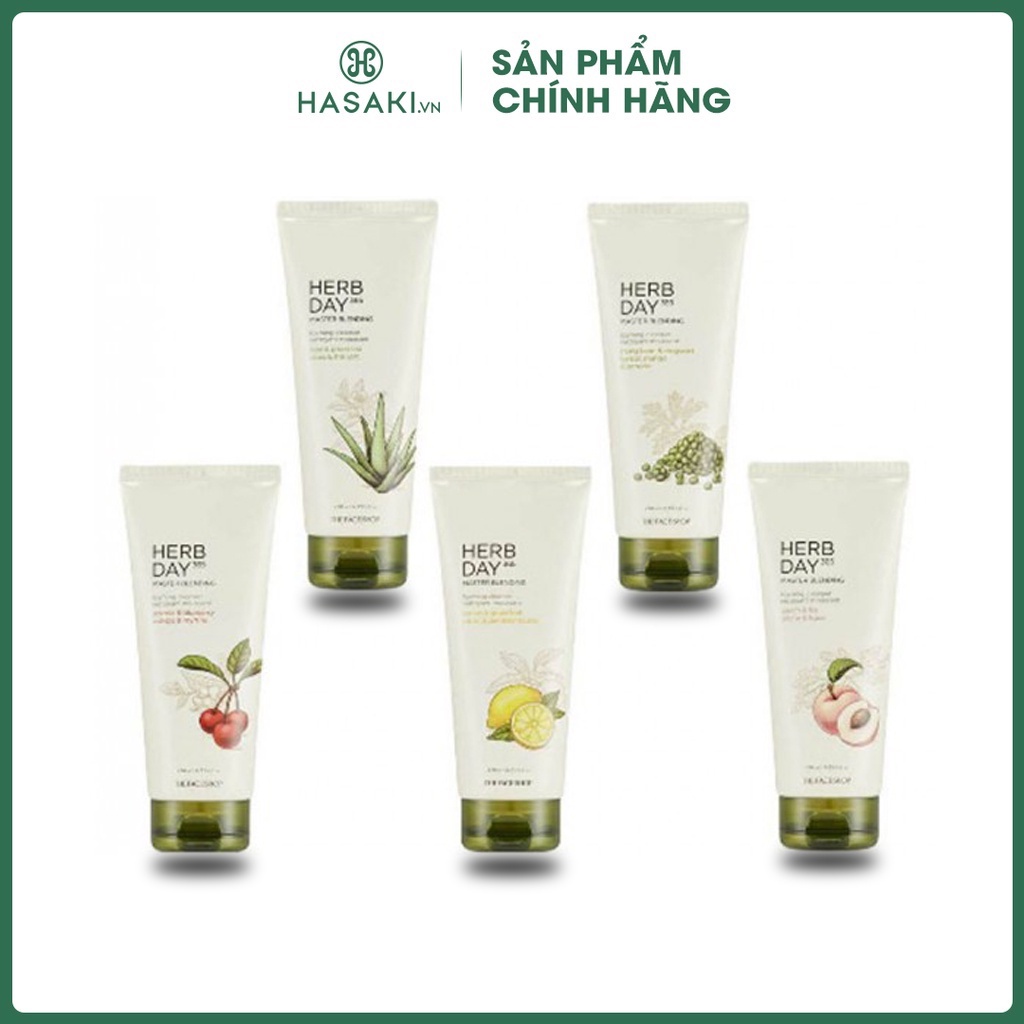 Sữa rửa mặt The Face Shop Herb Day/ Herbday 365 Chanh/Đào/Cherry/Nha đam/Đậu xanh