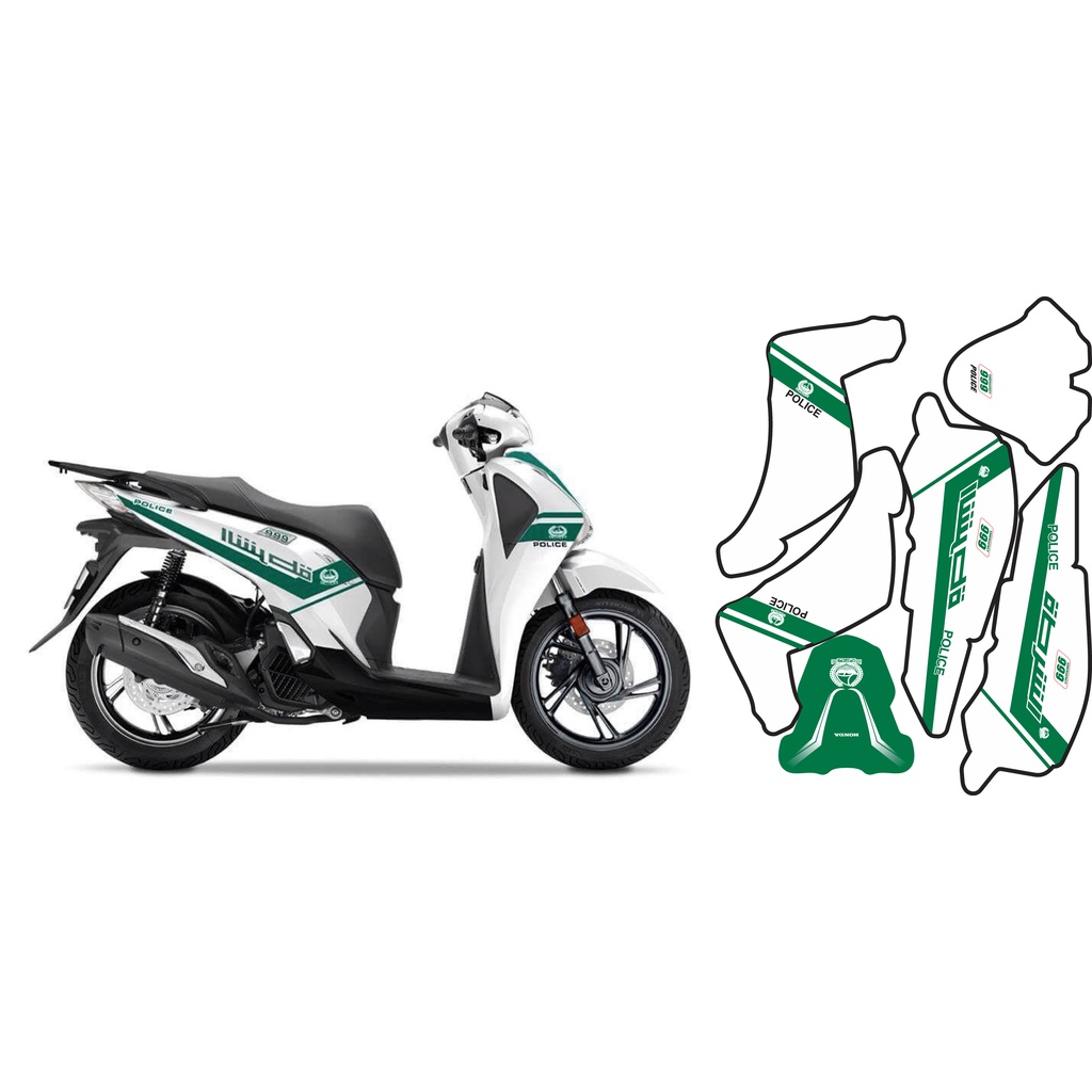 Tem Trùm SH ,Team Decal SH 2017-2018-2019 DUBAI XANH TRẮNG- tem xe máy thiết kế theo yêu cầu