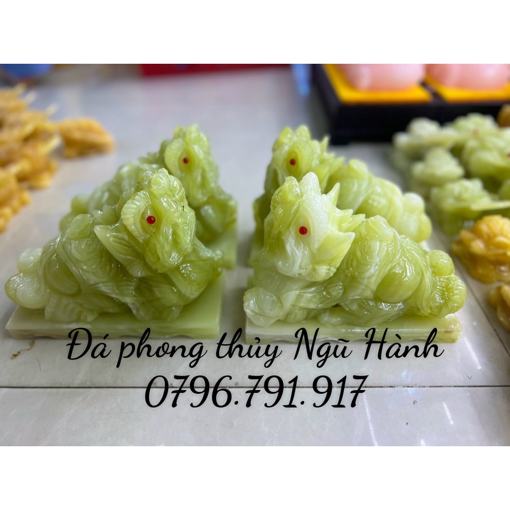 Tỳ Hưu Phong Thủy, Cặp Tỳ Hưu Đá Ngọc Pakistan 10cm