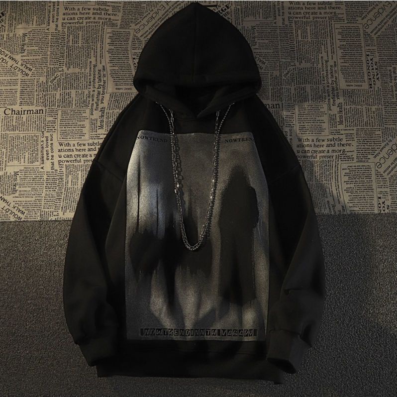 Áo Hoodie Dáng Rộng Bằng Vải Nỉ Phối Dây Xích Phong Cách Đường Phố Mỹ Thời Trang Thu Đông Hàng Mới 2022