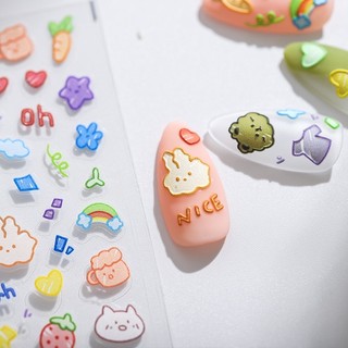 Sticker nổi 5d cao cấp, hình dán nail cute con vật