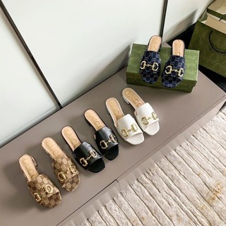 Gucci slippers women's 2022 new summer sandals thick high heel out-of-town slippers women's sandals large size shoes